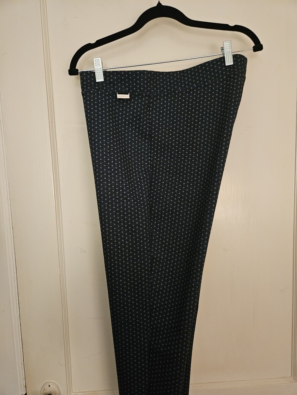 Calvin Klein Black Micro-Print Pull Up Dress Pants